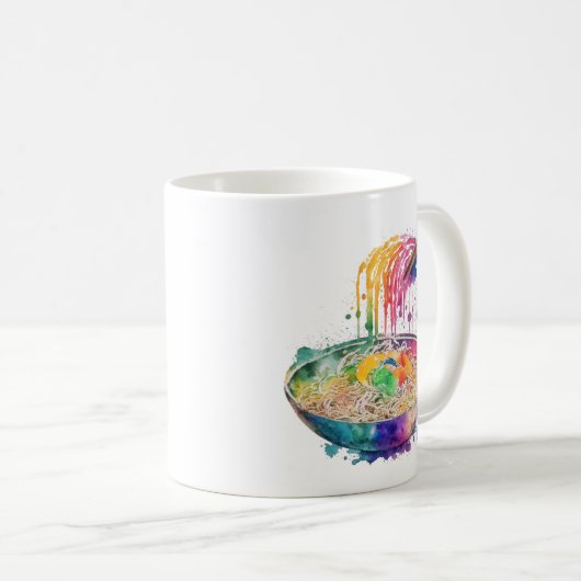 レインボーアートラーメンと箸 コーヒーマグカップ (正面右)