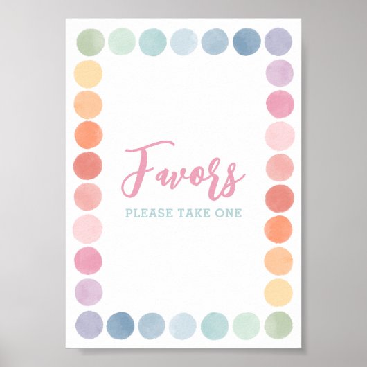 レインボーアート誕生日パーティー好意サイン ポスター (正面)