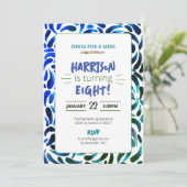 レインボーア絵を描ートバースデーパーティーボーイ 招待状 (スタンド正面)