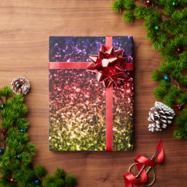 レインボーイエローレッドパープルグリッターキラキラv2 ラッピングペーパー