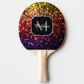 レインボーイエローレッドパープルスパークルズモノグラム 卓球ラケット (正面)