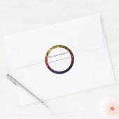 レインボーイエローレッドパープルフェイクグリッター蔵書票 ラウンドシール (封筒)