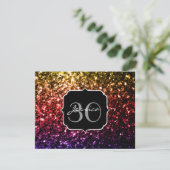 レインボーイエローレッドパープルフェイクスパークルズモノグラム 招待状 (スタンド正面)