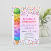 レインボーイズザスクープアイスクリームガール誕生日 招待状 (スタンド正面)