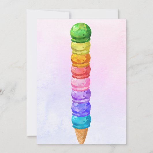 レインボーイズザスクープアイスクリームガール誕生日 招待状 (裏面)