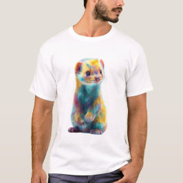 レインボーイタチ 鮮やかな毛皮の肖像 男性 Tシャツ