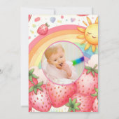 レインボーイチゴベリー ファースト 1st パーティー誕生日 招待状 (裏面)