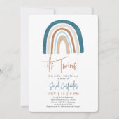 レインボーイツツインズベビーシャワーボーイ招待状 招待状 (正面)