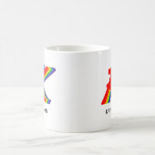 レインボーイニシャルとクール名スタイリッシュユニークモダン称 コーヒーマグカップ (中央)