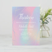 レインボーイリジリースパステルジオメトリック誕生日 招待状 (スタンド正面)