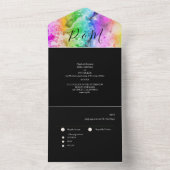 レインボーインクブラックミニマリストエレガントスクリプト オールインワン招待状 (内側)