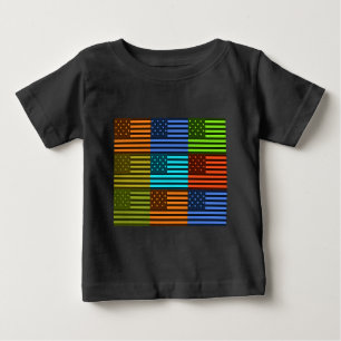 レインボーインスパイアアメリカ国旗のデザイン ベビーTシャツ