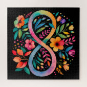 レインボーインフィニティウォーターカラーフラワーズオティズム ジグソーパズル (横)