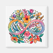 レインボーインフィニティウォーターカラーフラワーズオティズム マグネット (正面)