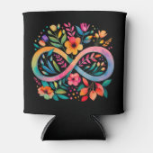 レインボーインフィニティウォーターカラーフラワーズオティズム 缶クーラー (正面)