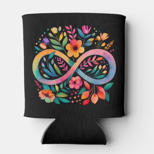 レインボーインフィニティウォーターカラーフラワーズオティズム 缶クーラー (裏面)