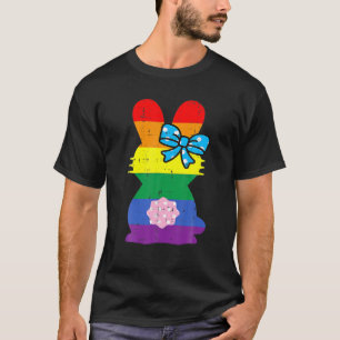 レインボーイースターバニーリボンキュートラビットゲイプライド Tシャツ