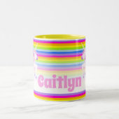 レインボーウィムイニコーンウォーター名前をカスタムする ツートーンマグカップ (中央)