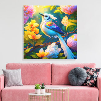 レインボーウィングジェイファンタジーバード キャンバスプリント