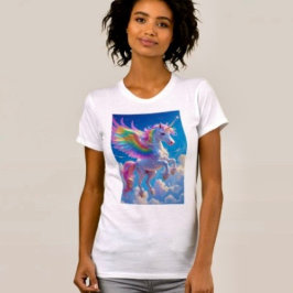 レインボーウィングド プランシングユニコーン Tシャツ