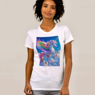 レインボーウィングド・プレンシング・ユニコーン Tシャツ