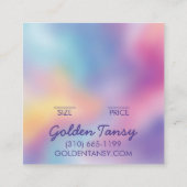 レインボーウェアジュエリー価格サイズつるラベル スクエア名刺 (裏面)