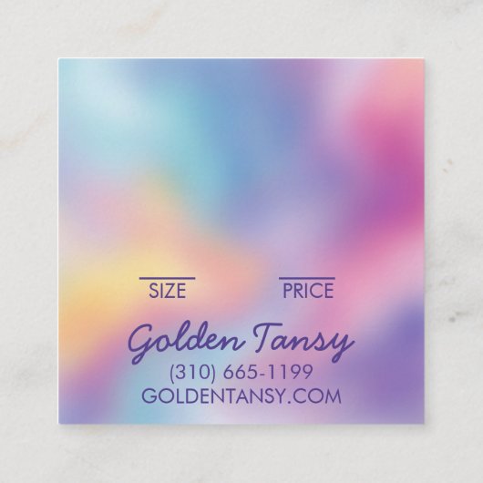 レインボーウェアジュエリー価格サイズつるラベル スクエア名刺 (裏面)