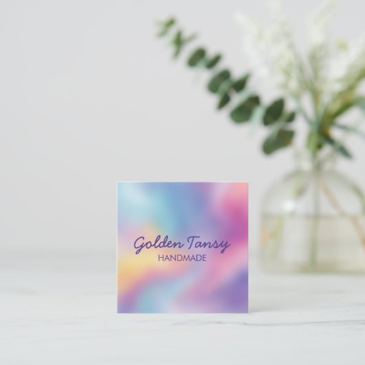 レインボーウェアジュエリー価格サイズつるラベル スクエア名刺 (スタンド正面)