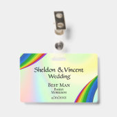 レインボーウェディングパーティーID両面 バッジ (裏面 （クリップ付）)