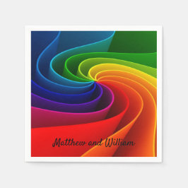 レインボーウェディングレセプションカクテルナプキン スタンダードカクテルナプキン