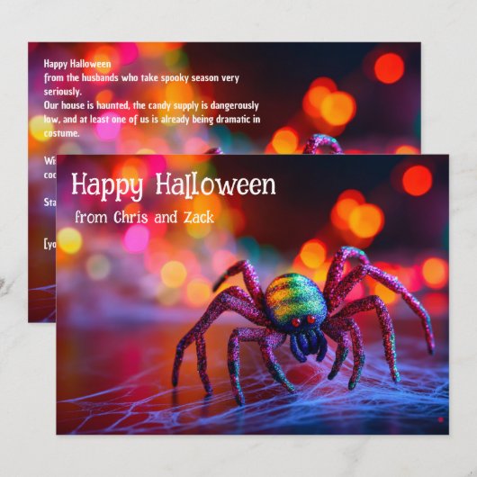 🌈🕷️レインボーウェブマジックグリーティングカード 招待状 (正面/裏面)