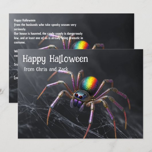 🌈🕷️レインボーウェブマジックハロウィーンカード 招待状 (正面/裏面)