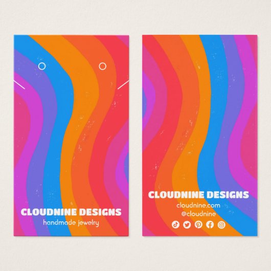 レインボーウェーブイヤリングネックレスジュエリーディスプレイカード (正面&裏面)