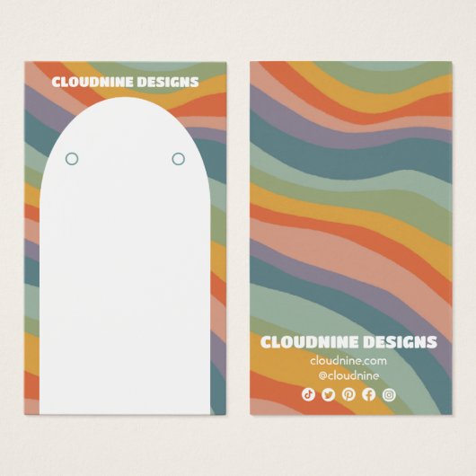 レインボーウェーブイヤリングネックレスジュエリーディスプレイカード (正面&裏面)