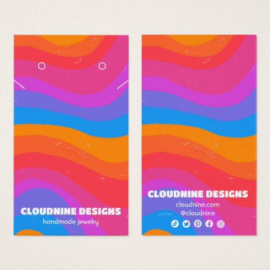 レインボーウェーブイヤリングネックレスジュエリーディスプレイカード (正面&裏面)