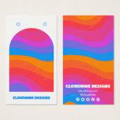 レインボーウェーブイヤリングネックレスジュエリーディスプレイカード (正面&裏面)