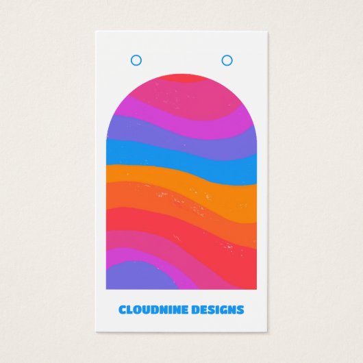 レインボーウェーブイヤリングネックレスジュエリーディスプレイカード (正面)