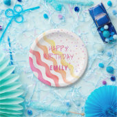 レインボーウェーブスターズガーリーバースデーパーティー ペーパープレート (パーティー)