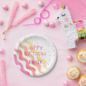 レインボーウェーブスターズガーリーバースデーパーティー ペーパープレート (パーティー)