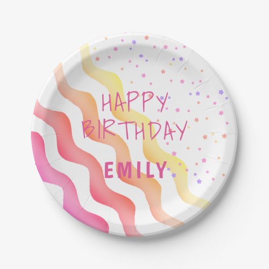 レインボーウェーブスターズガーリーバースデーパーティー ペーパープレート (正面)