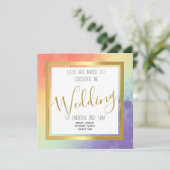 レインボーウォーターのカラーと金ゴールド 招待状 (スタンド正面)