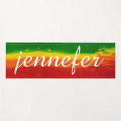 レインボーウォーターカスタムカラー文字モノグラム名 ヨガマット (正面(横))