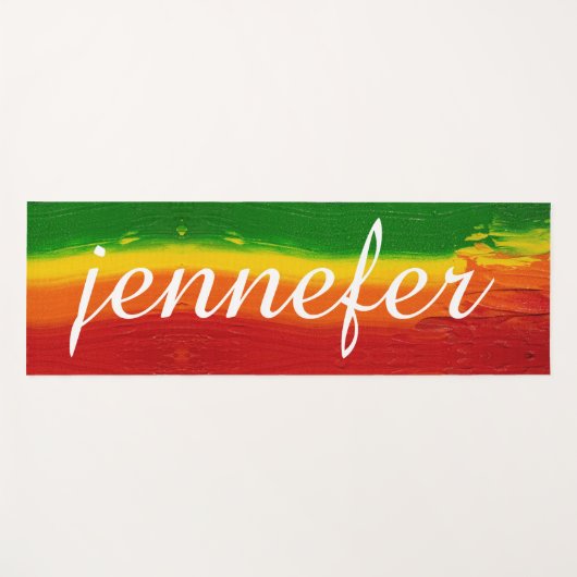 レインボーウォーターカスタムカラー文字モノグラム名 ヨガマット (正面(横))