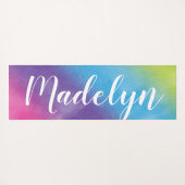 レインボーウォーターカスタムカラー文字モノグラム名 ヨガマット (裏面(横))