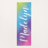 レインボーウォーターカスタムカラー文字モノグラム名 ヨガマット (裏面)