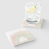 レインボーウォーターカラーあなたは私のポットの金ゴールドロマンチック ストーンコースター (横)