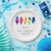 レインボーウォーターカラーアイスクリームアイスポップスタイリッシュ金ゴールド ペーパープレート (パーティー)