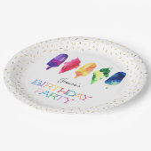 レインボーウォーターカラーアイスクリームアイスポップスタイリッシュ金ゴールド ペーパープレート (アングル)