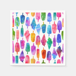 レインボーウォーターカラーアイスクリームアイスポップパターン スタンダードカクテルナプキン