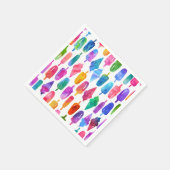 レインボーウォーターカラーアイスクリームアイスポップパターン スタンダードカクテルナプキン (角)